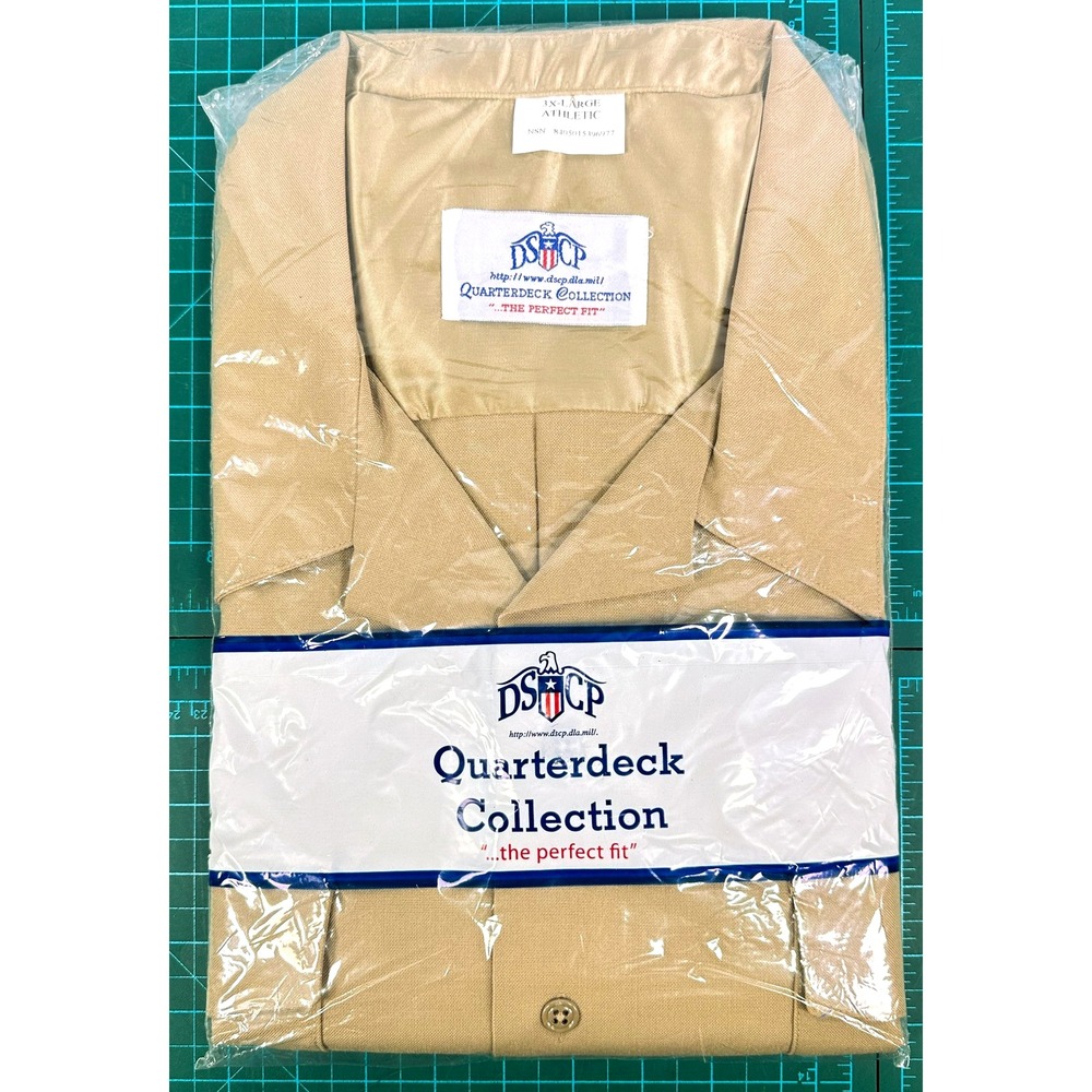 NIP DSCP Quarterdeck Shirt Mens 3XL Khaki Short Sleeve Military Uniform New Bag